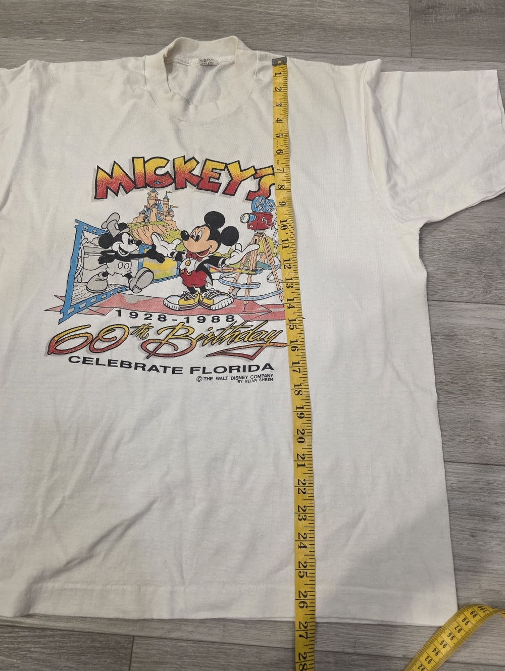 Vintage Mickey Mouse 60th Birthday Tee 1988 Disney Velva Sheen USA XL Rare - Picture 10 of 10